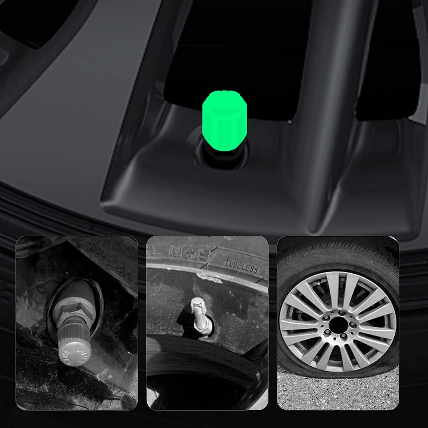 Illuminated valve caps for night drivers
