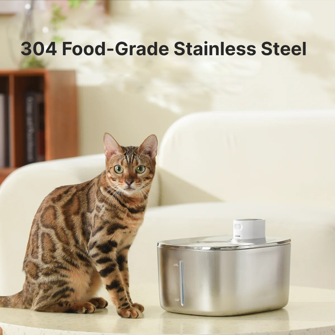 Cat Drinking Fountain - Automatic Stainless Steel Pet Water Dispenser with Ultra Quiet Pump